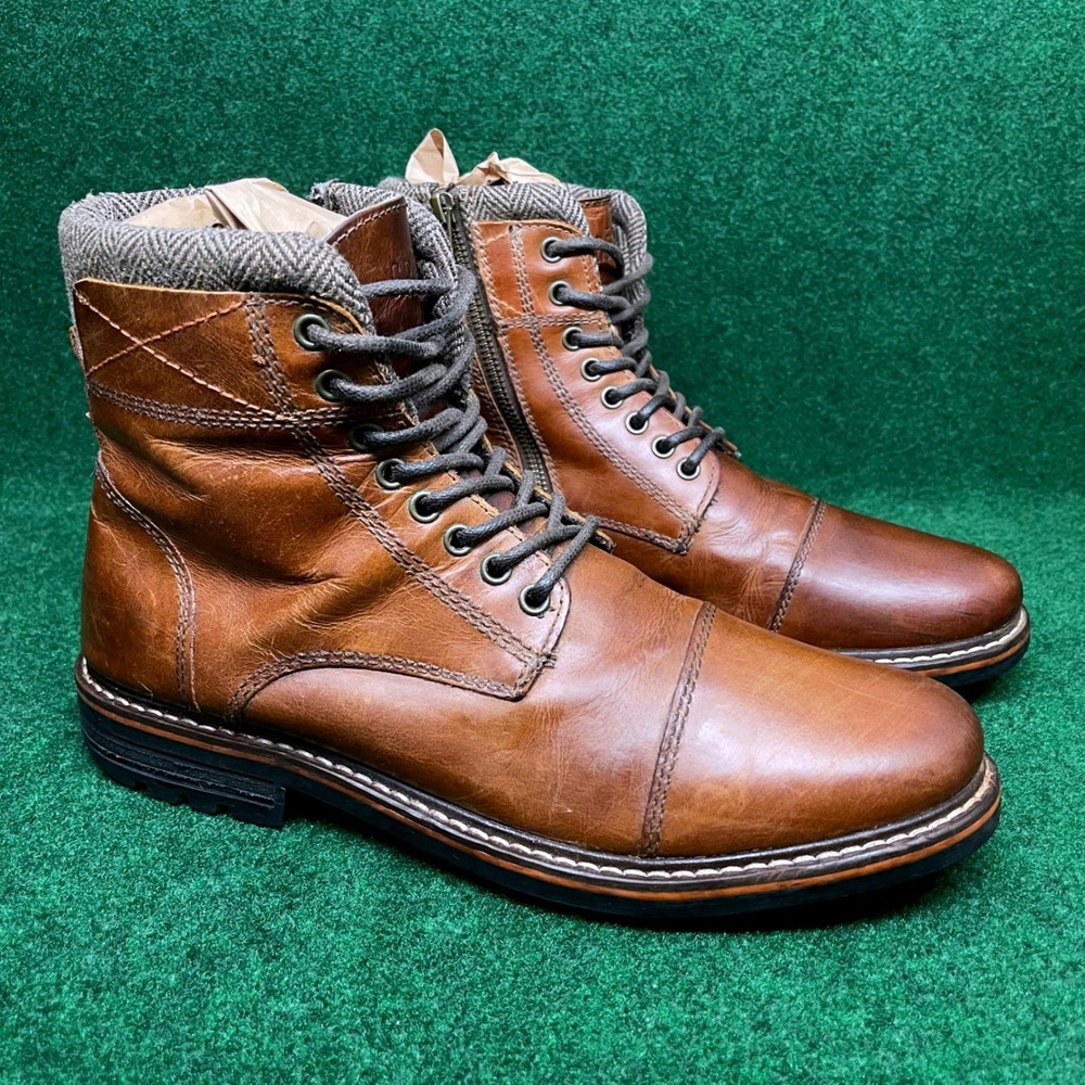 Crevo Camden Leather Cap Toe Boots Chestnut Brown Side Zip Men's Size 11